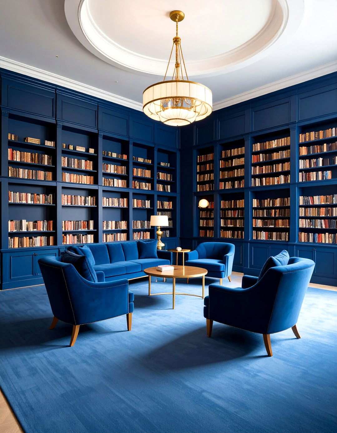 Navy Blue Library Sophistication - 24 Monochromatic Color Schemes for Rooms