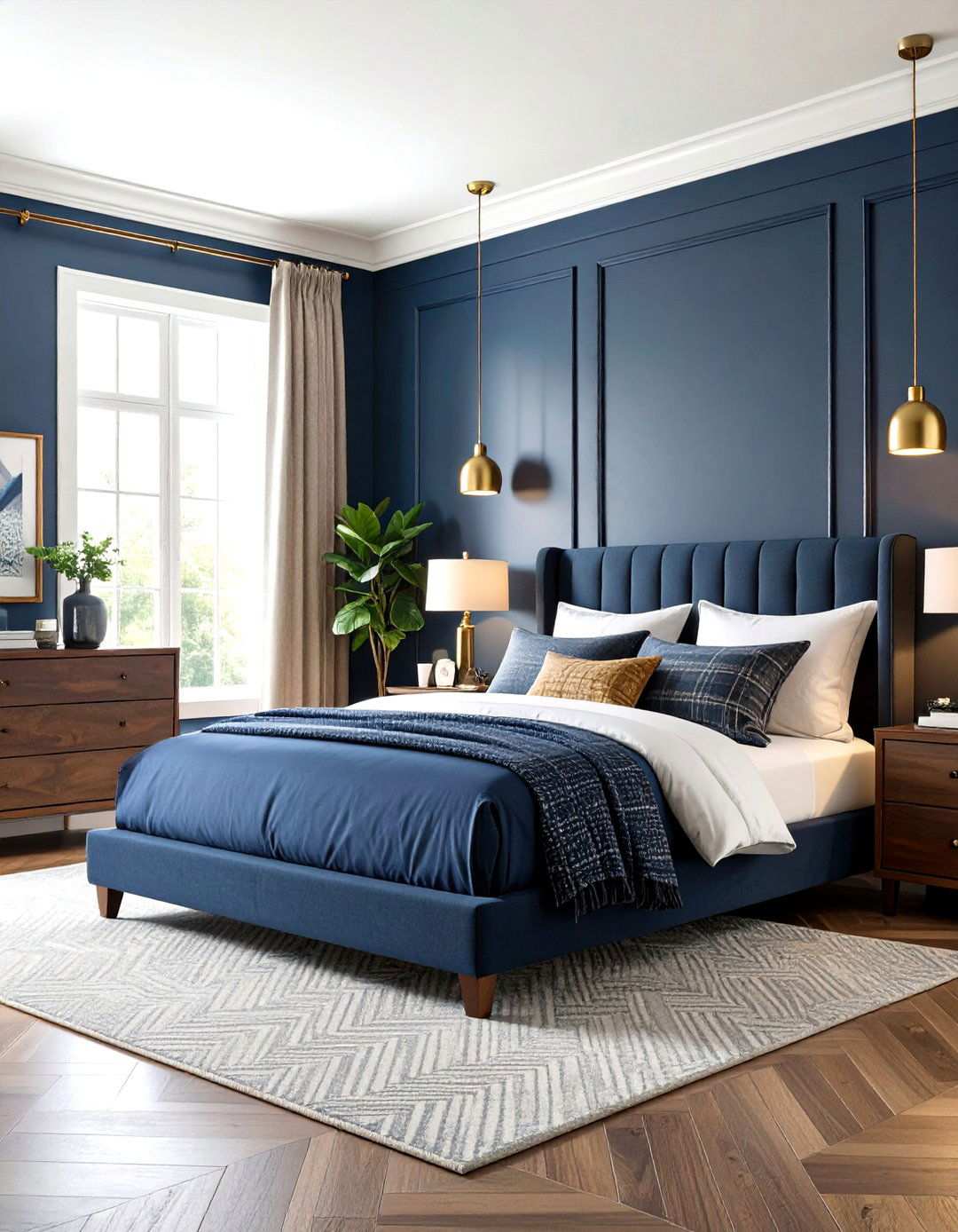 Navy Blue Masculine Den - 24 Moody Blue Bedroom Ideas