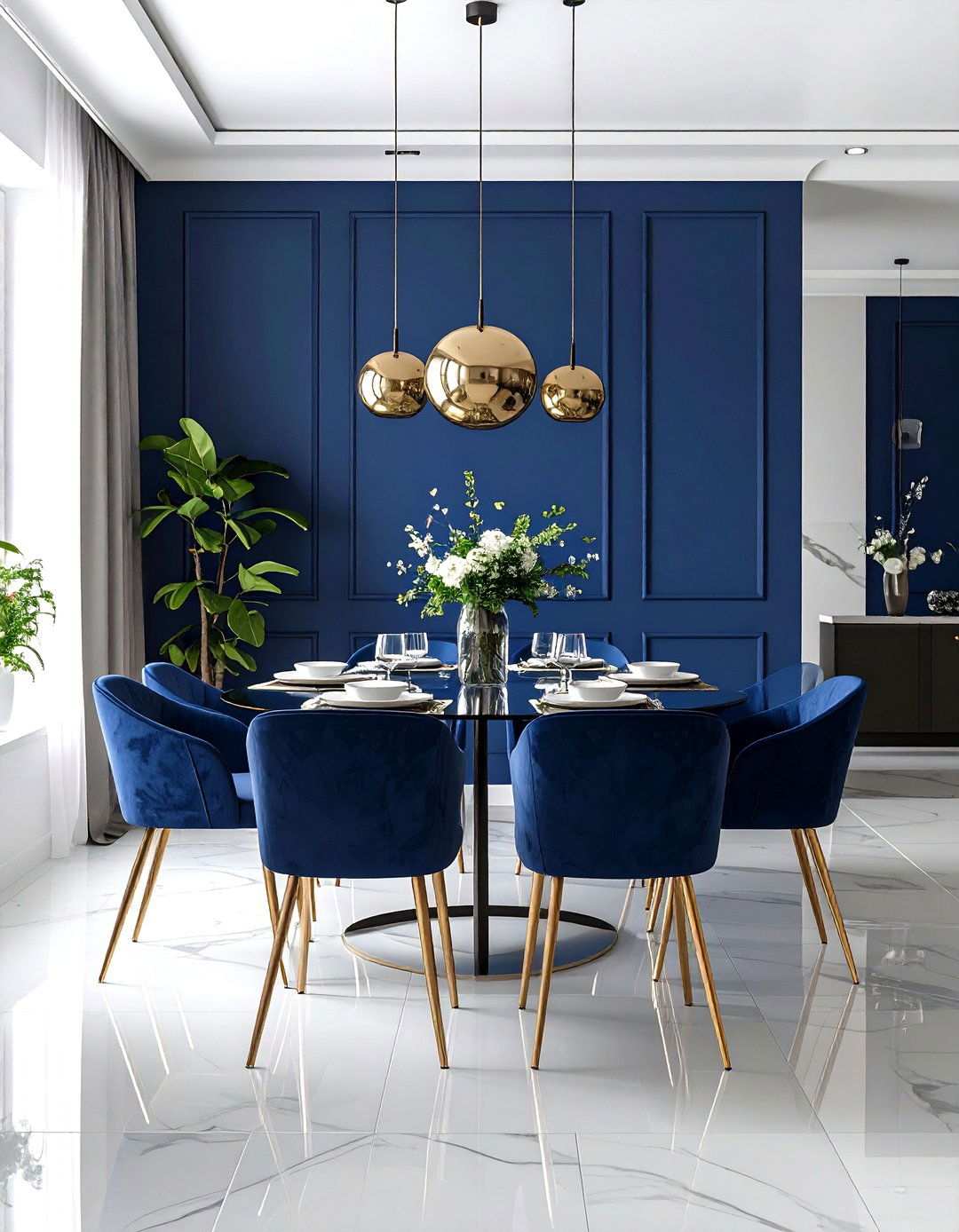 Navy Blue Modern Minimalist Approach - 24 Navy Blue Dining Room Ideas