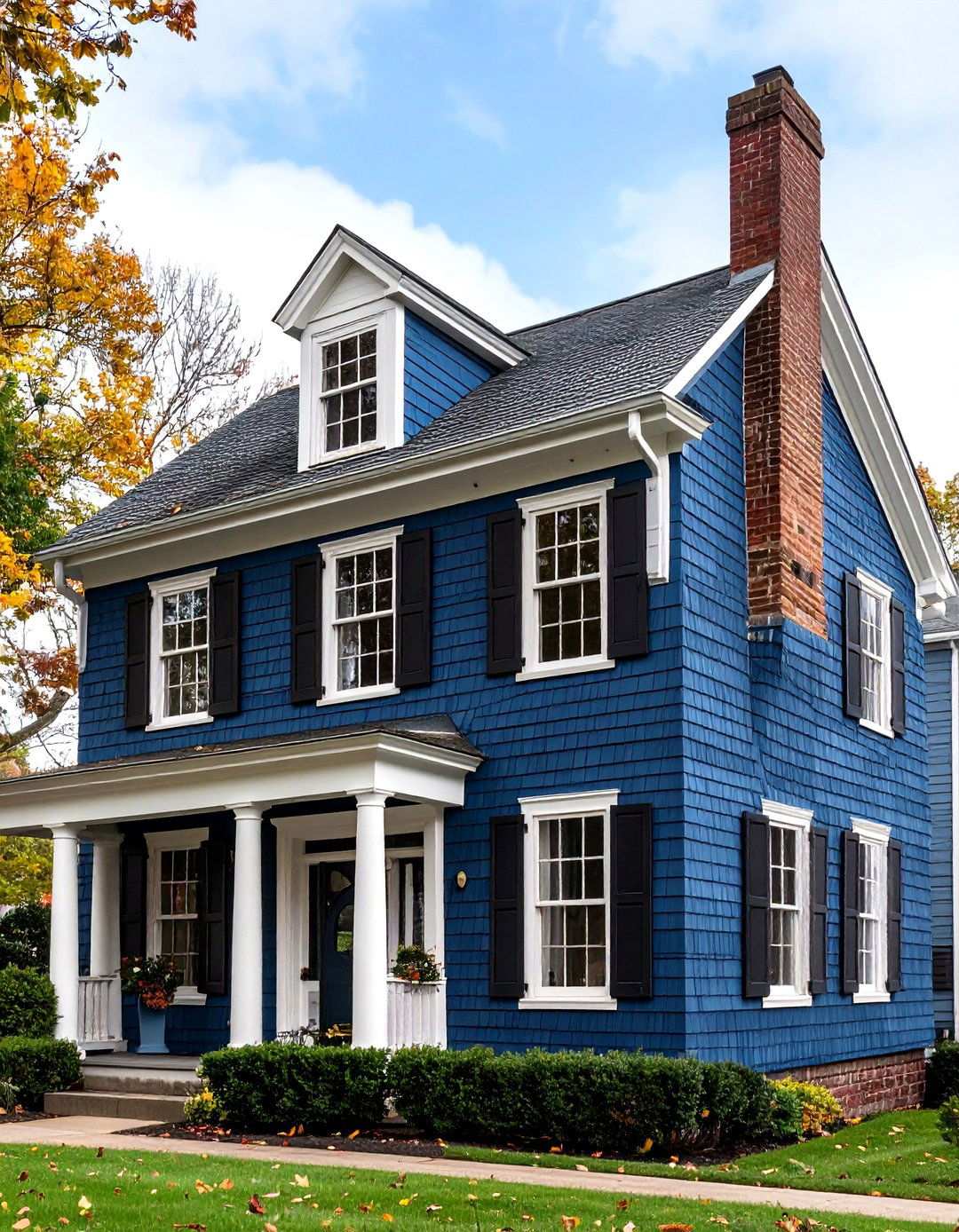 Navy Blue Shingle Colonial Revival - 24 Midnight Blue & Dark Blue House Siding Colors