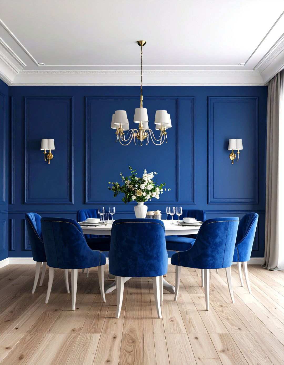 Navy Blue Wainscoting Treatment - 24 Navy Blue Dining Room Ideas