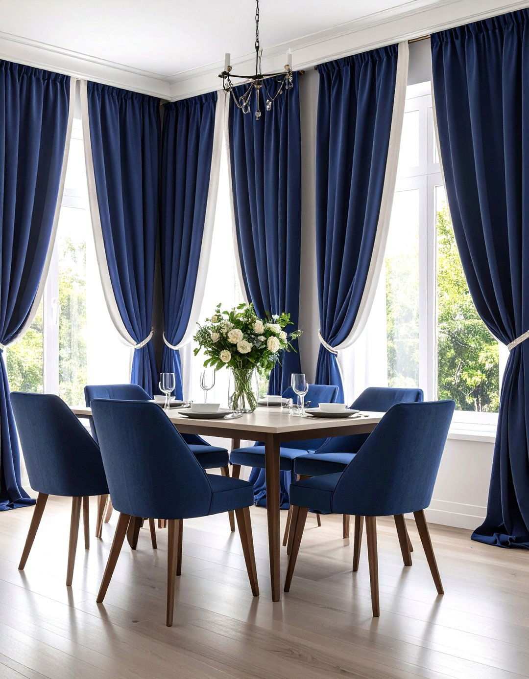 Navy Blue Window Treatment Elegance - 24 Navy Blue Dining Room Ideas