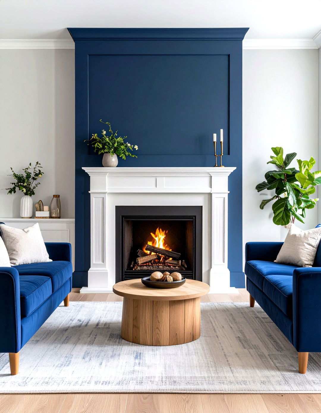 Navy Fireplace Surround - 24 Navy Blue Living Room Ideas