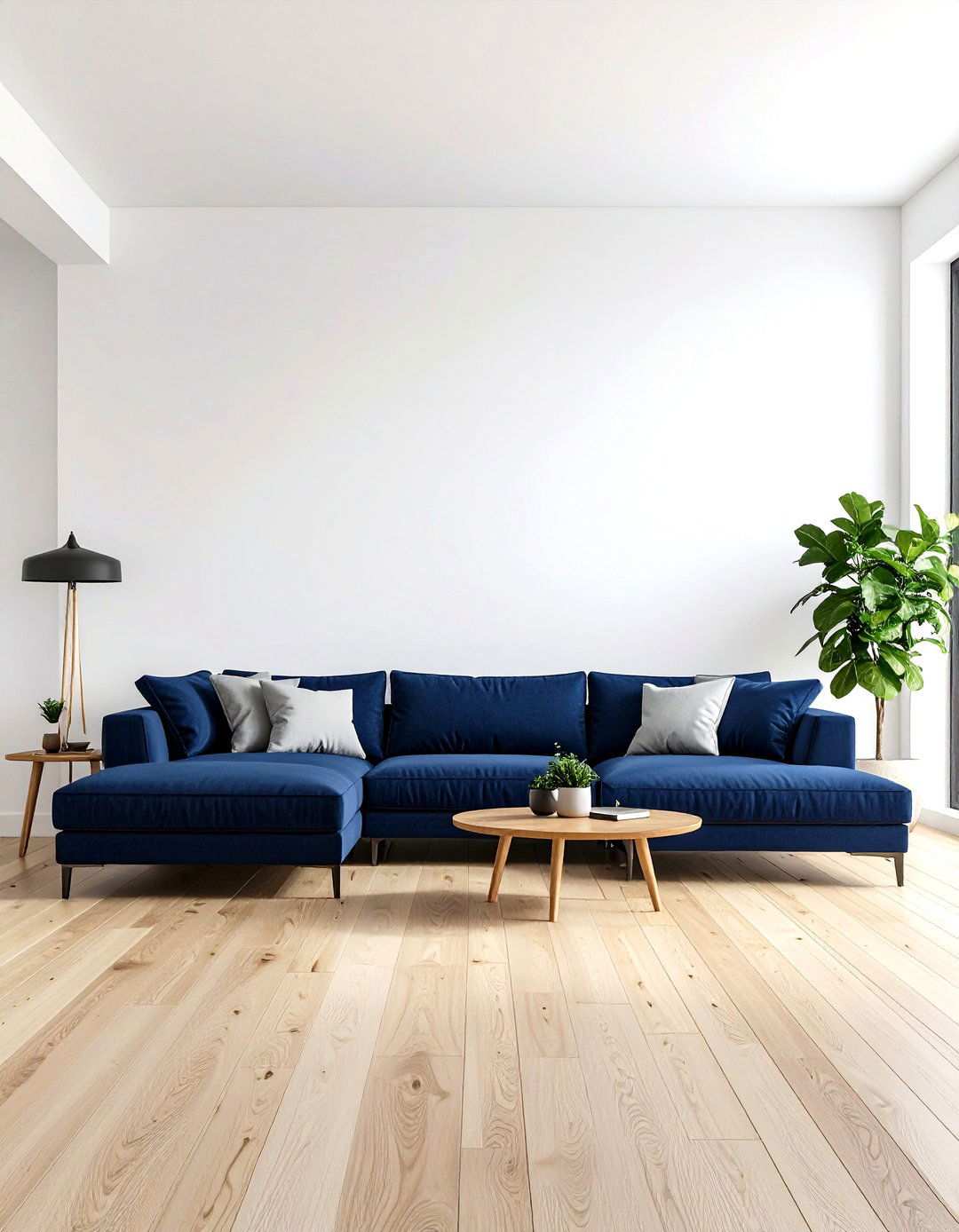 Navy Sectional for Open Concepts - 24 Navy Blue Living Room Ideas