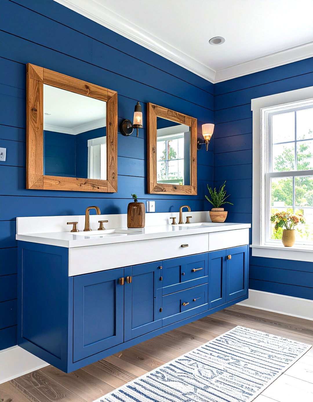 Navy Shiplap Accent Wall Powder Room - 24 navy blue powder room ideas