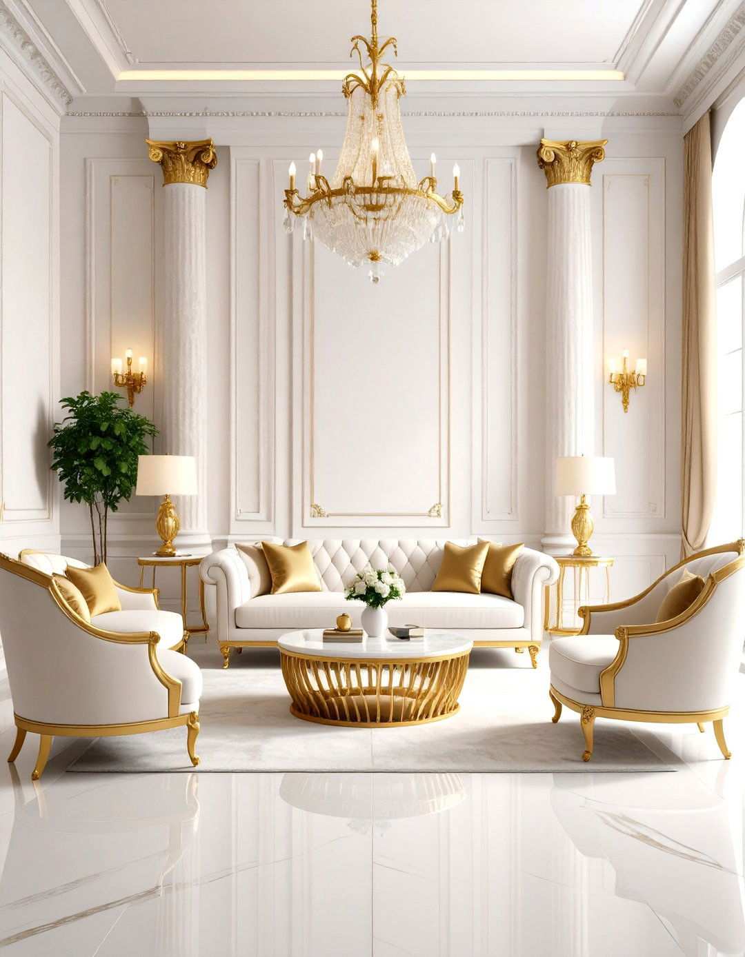 Neoclassical White and Gold Living Room - 24 Royal Living Room Design Ideas
