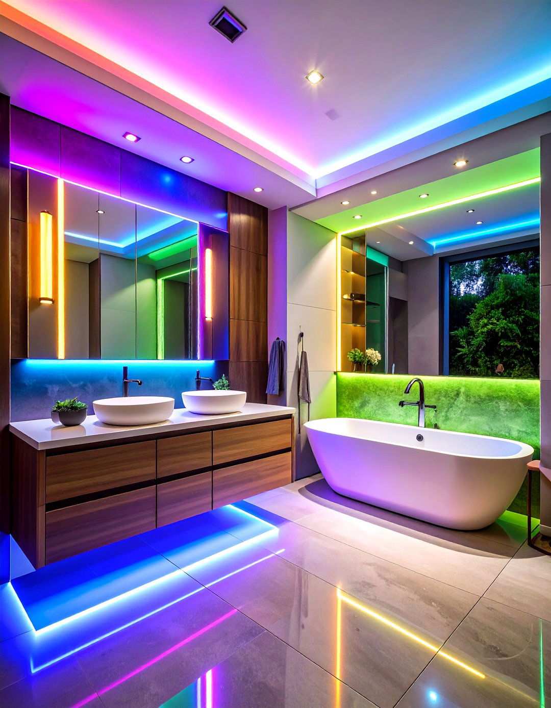 Neon Accent Bathroom Lighting - 24 Maximalist Bathroom Design Ideas
