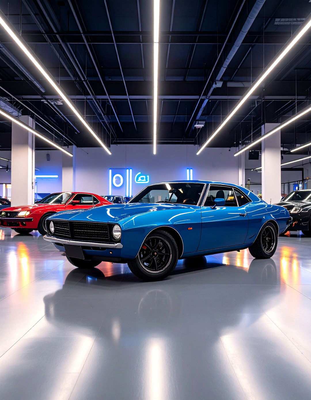 Neon Classic Car Sign with Automotive Graphics - 24 Man Cave Sign Ideas