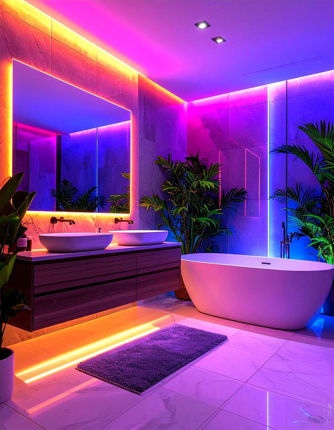 Neon Modern with Electric Colors - 24 Restaurant Bathroom Ideas