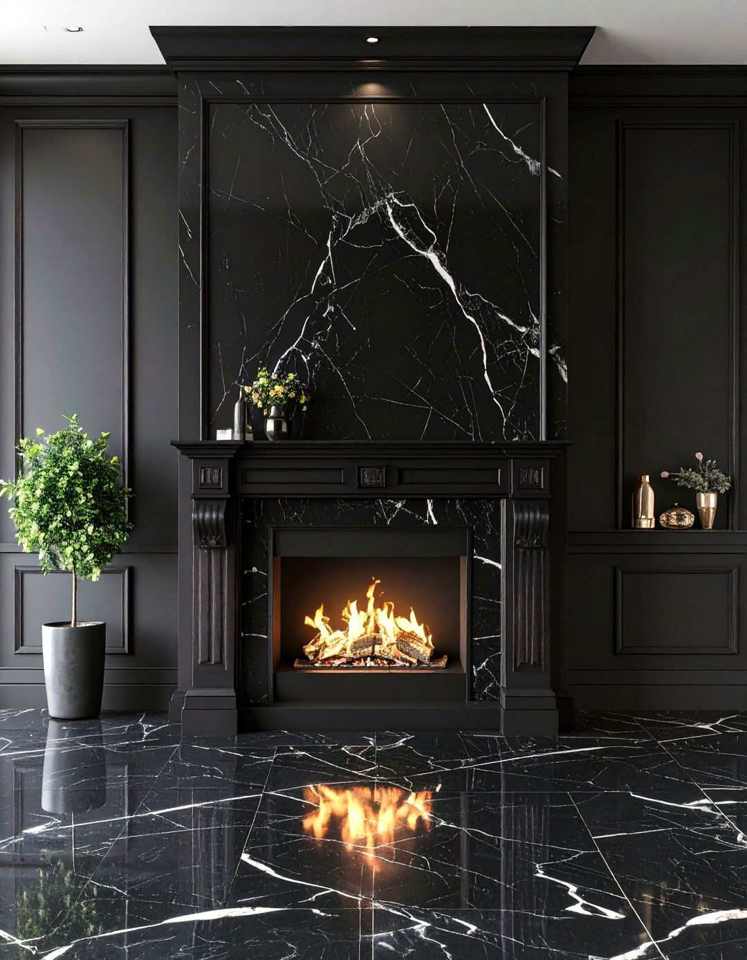 Nero Marquina Black Marble Drama - 24 Marble Fireplace Ideas