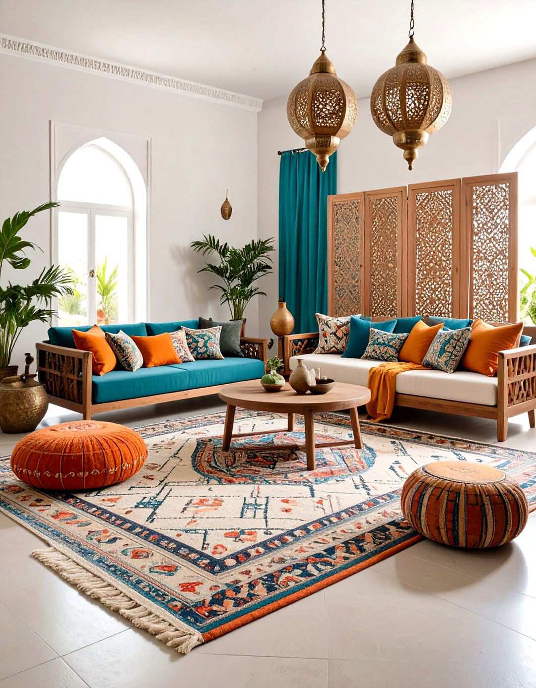 Neutral Moroccan Inspired Living Room - 24 Neutral Boho Living Room Ideas