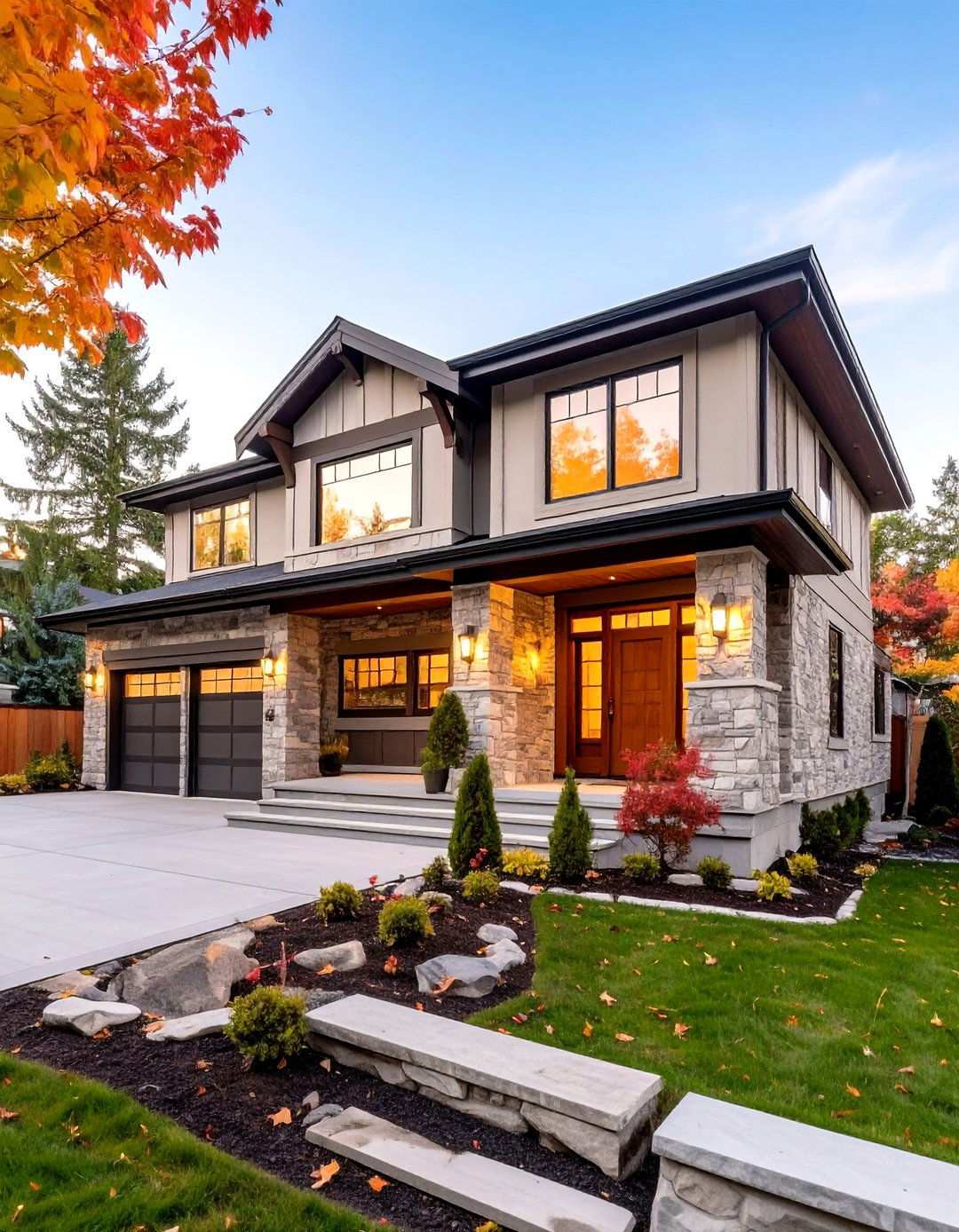 Neutral Stone Veneer Applications - 24 Minimalist House Exterior Ideas