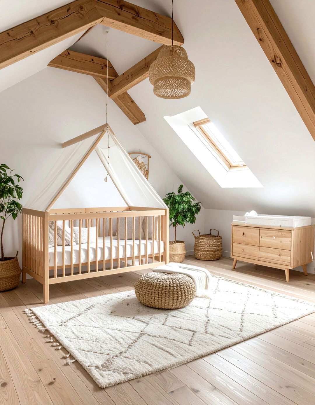 Nursery with Skylight Features - 24 Low Ceiling Small Attic Room Ideas