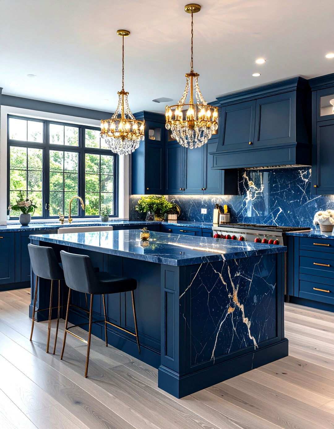 Ocean Blue Granite Luxury Kitchen - 24 kitchens with blue countertops