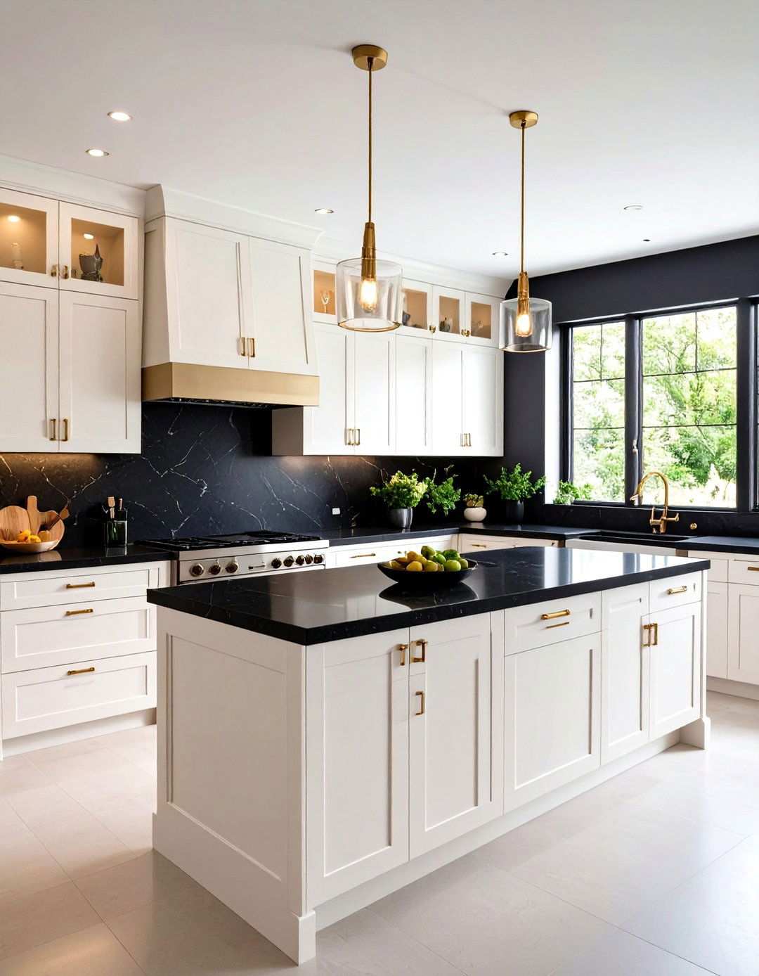 Off White Cabinets with Dark Quartz Countertops - 24 Off-white Kitchen Cabinets