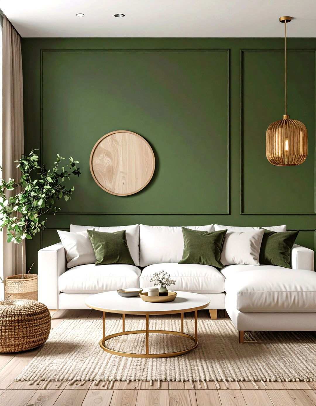 Olive Green and White Natural Sophistication - 24 Two Colour Combination for Living Room