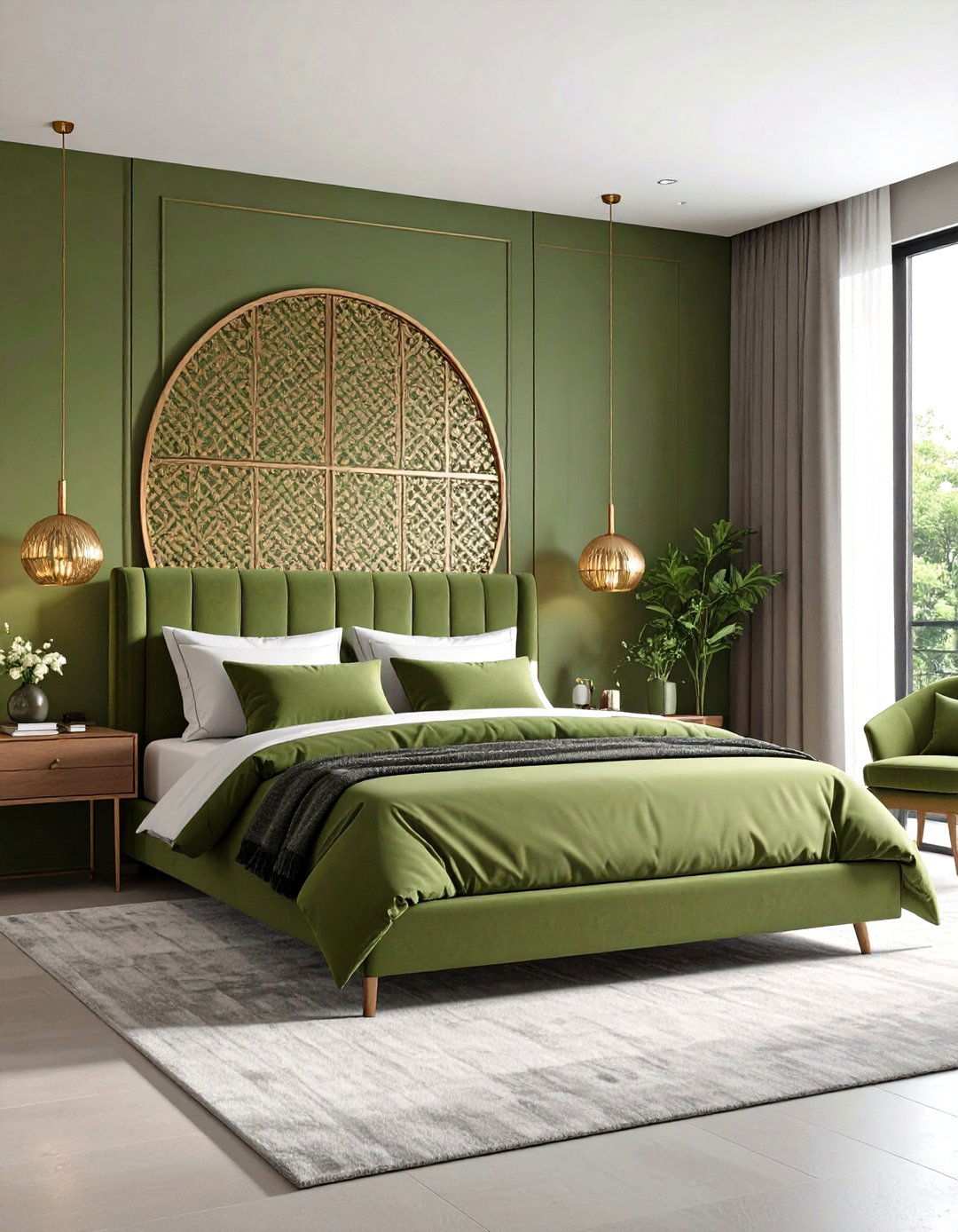 Olive Green Modern Bedroom - 24 Light Green Bedroom Ideas