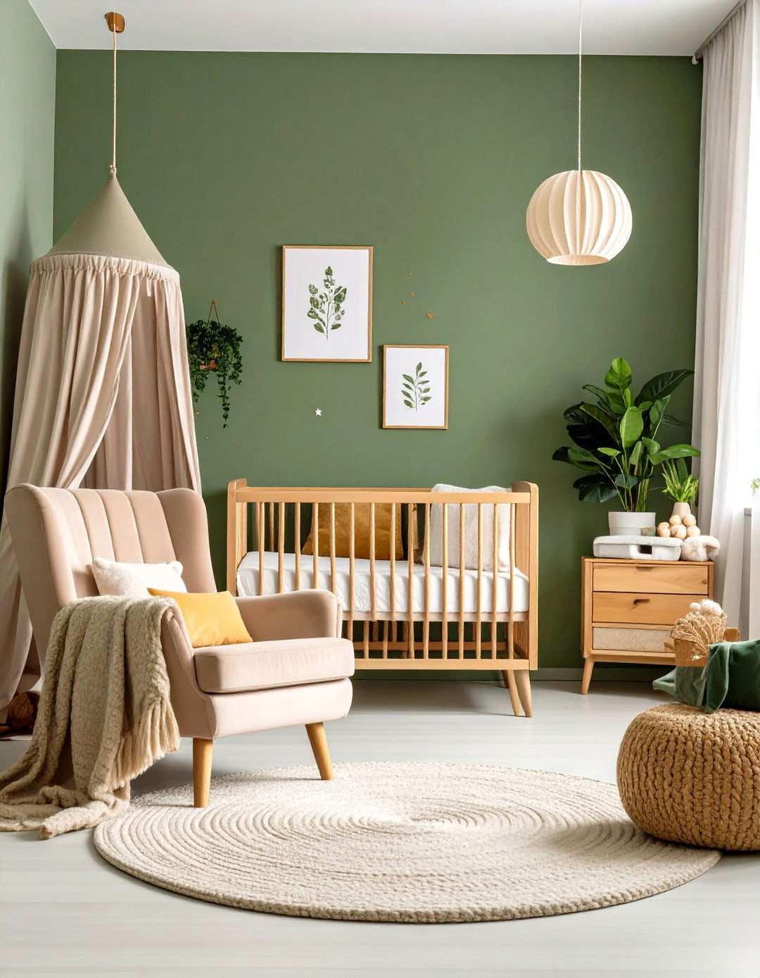 Olive Green Nursery with Dusty Rose Touches - 24 Pink and Green Nursery Ideas