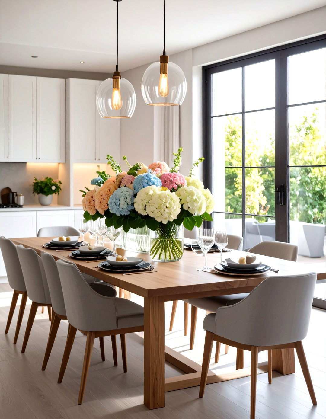 Ombre Hydrangea Color Gradient Centerpieces - 24 Hydrangea Centerpiece Ideas
