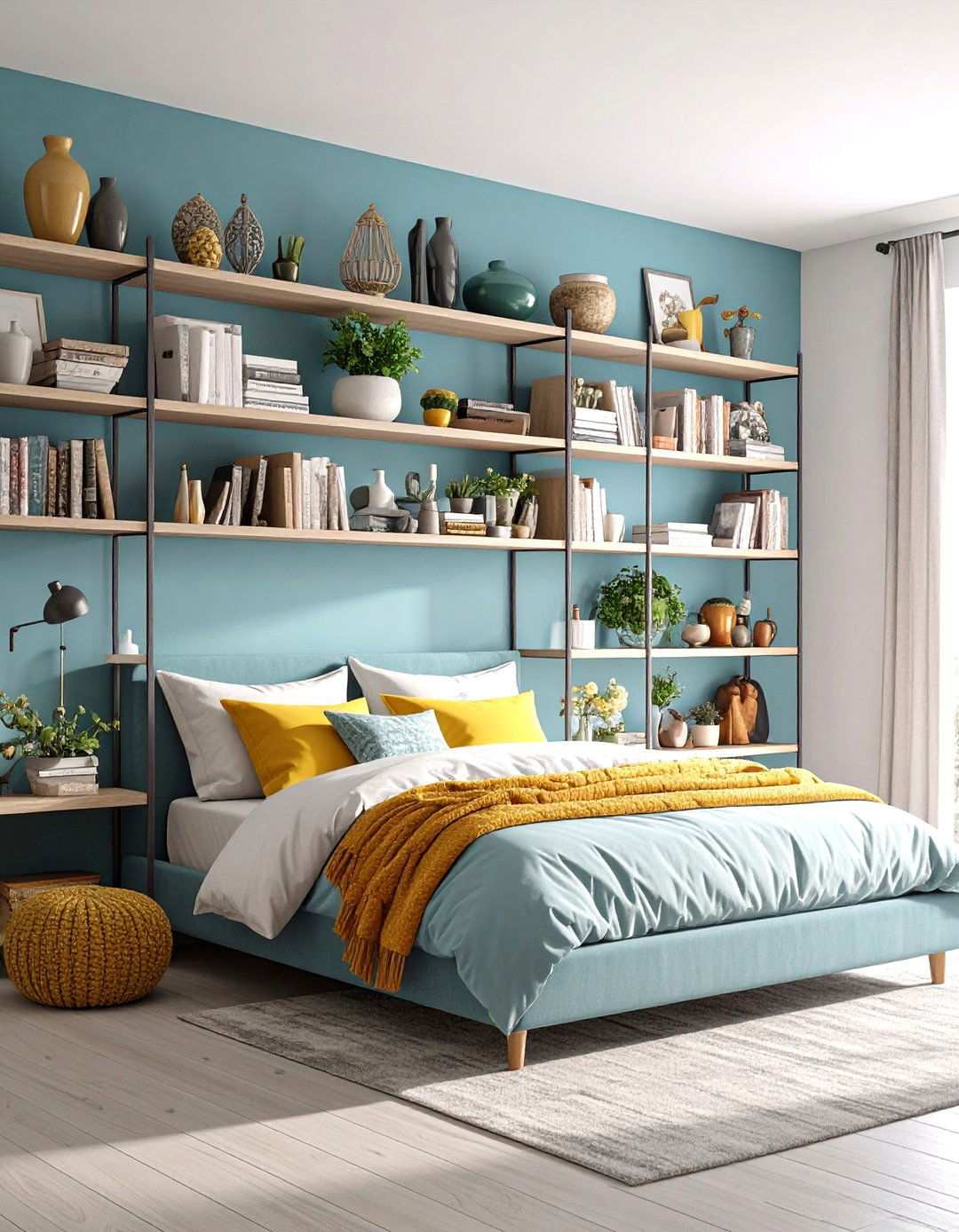 Open Shelving Display - 24 Midcentury Modern Bedroom Decorating Ideas