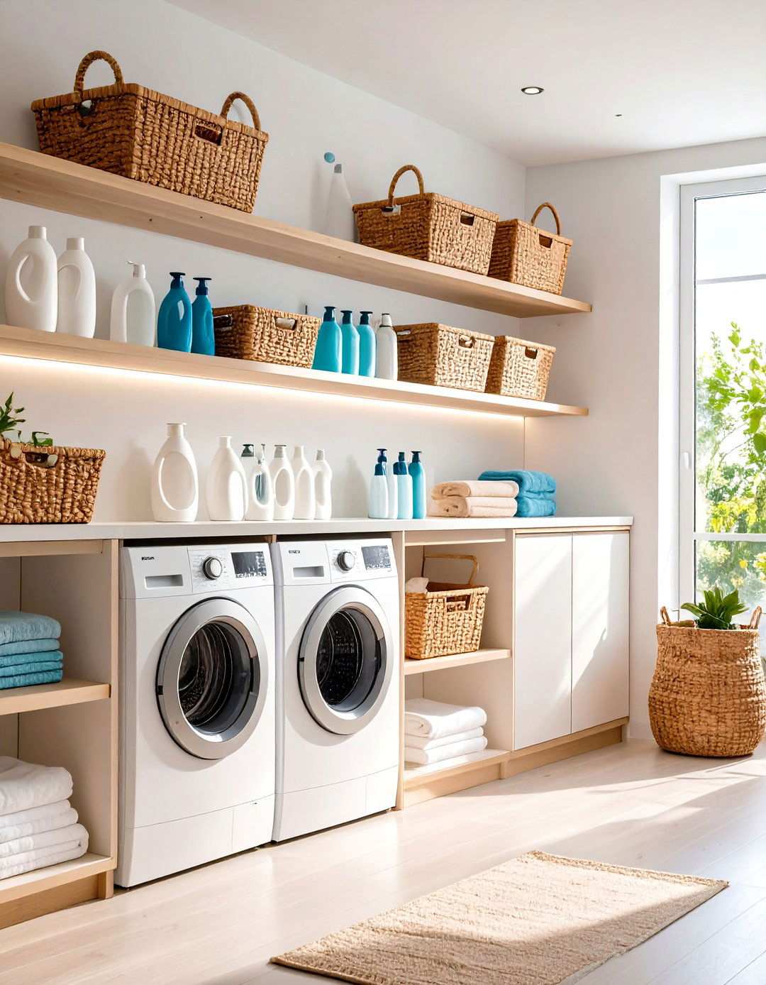 Open Shelving Display - 24 Modern Laundry Room Ideas