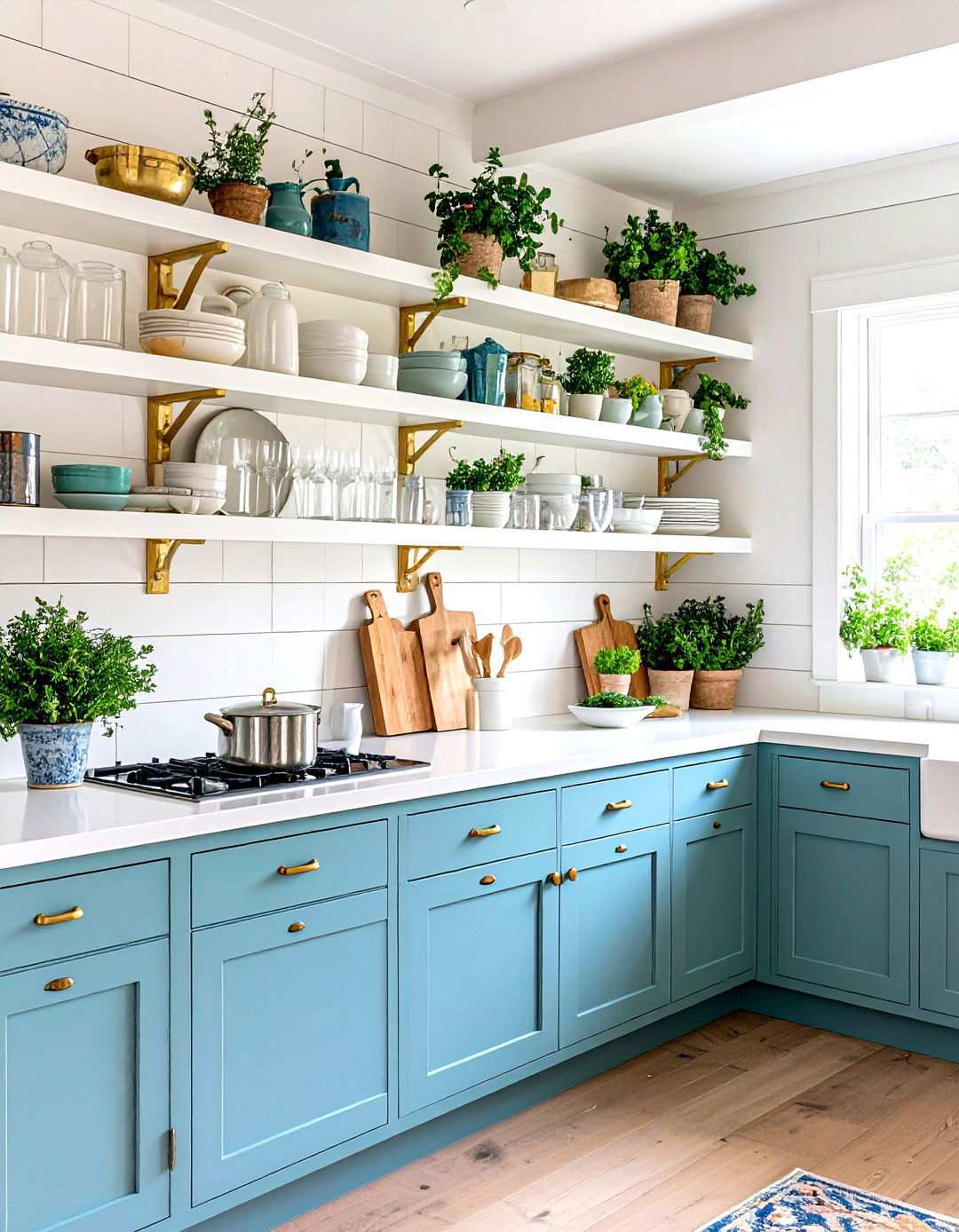 Open Shelving Display Kitchen - 24 White Farmhouse Kitchen Ideas