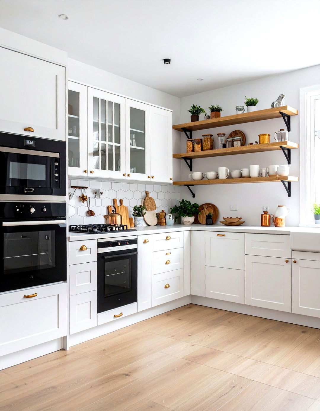 Open Shelving Display Kitchen - 24 White Kitchen with Black Appliances Ideas
