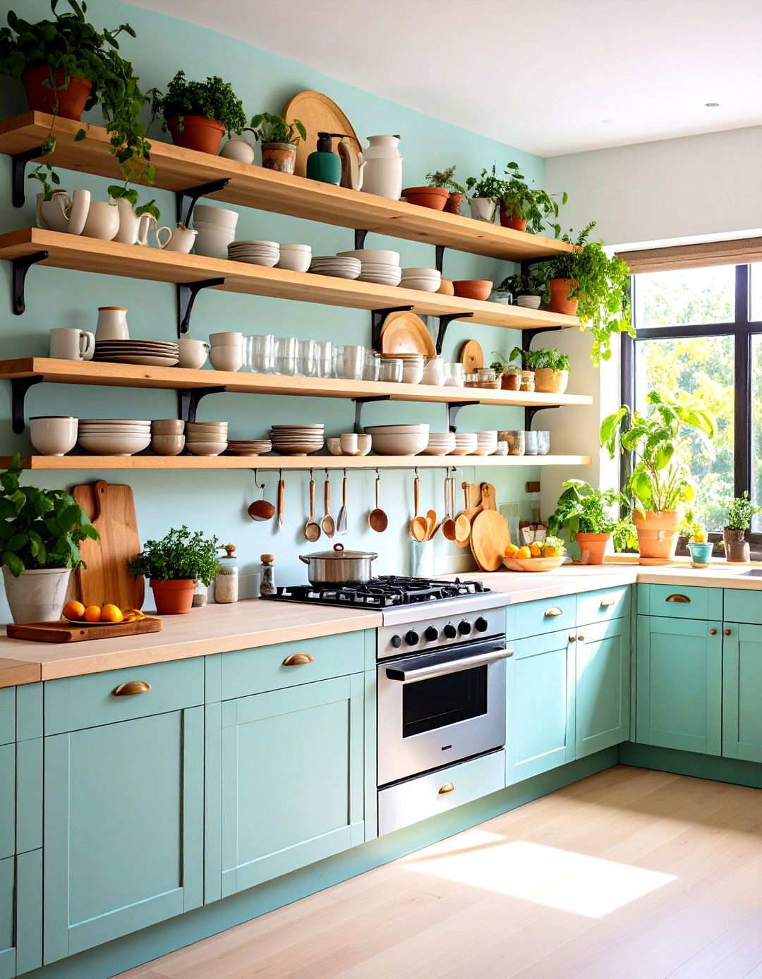 Open Shelving Display System - 24 Townhouse Kitchen Ideas