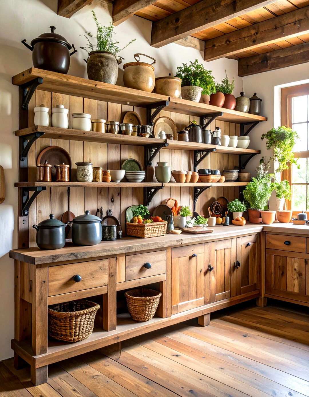 Open Shelving Display Systems - 24 Primitive Kitchen Ideas