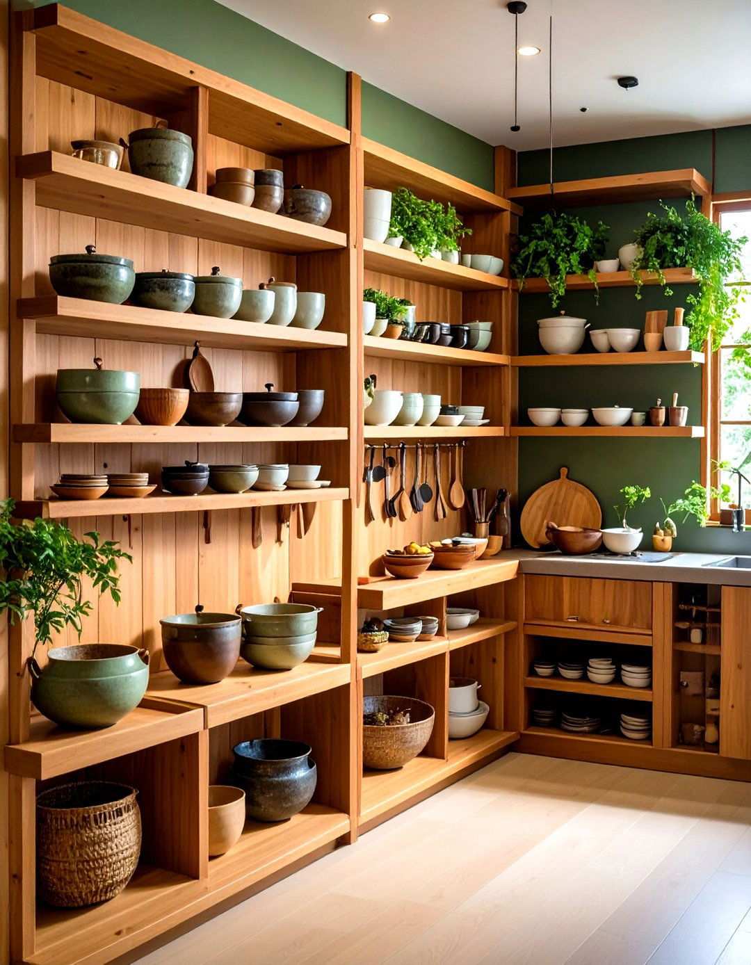 Open Shelving Displays with Curated Objects - 24 Japanese Style Kitchen Ideas