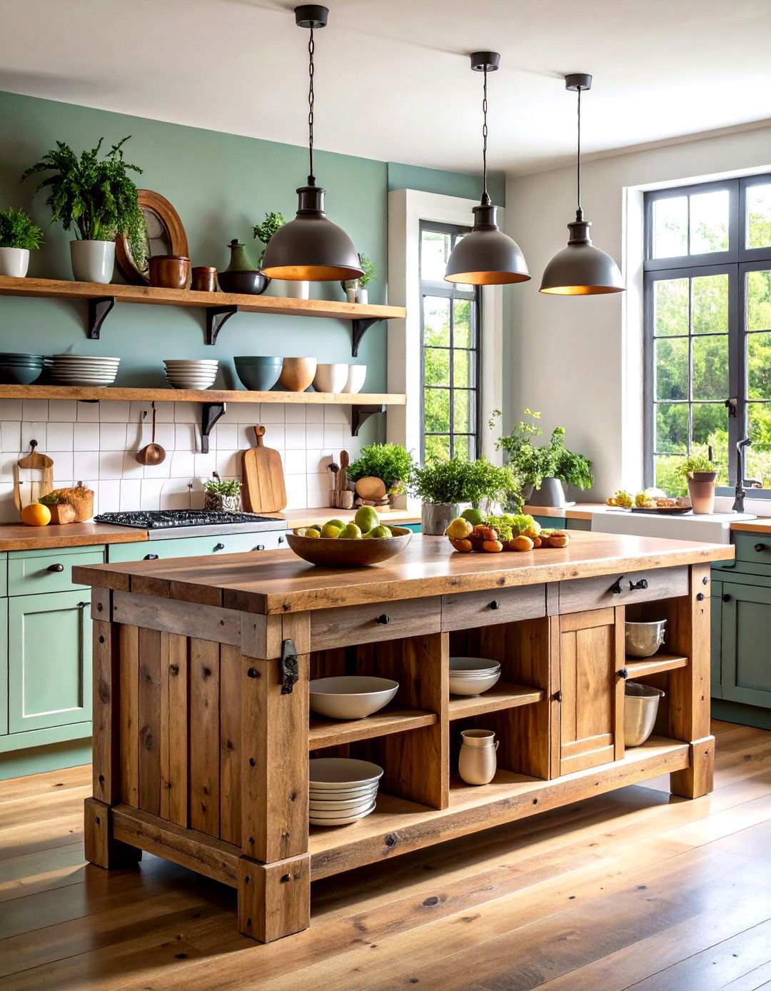 Open Shelving Kitchen Island - 24 Rustic Kitchen Island Ideas