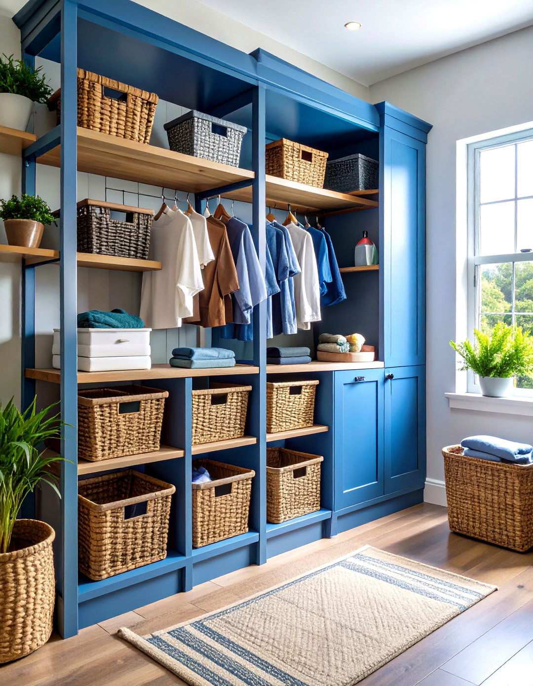 Open Shelving Mudroom Laundry Organization - 24 Mudroom Laundry Room Ideas