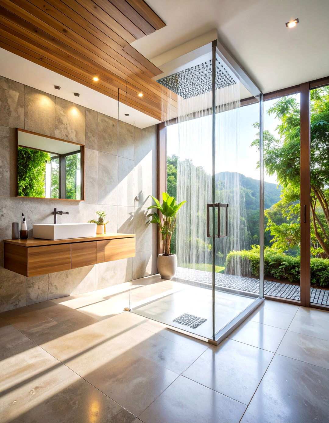 Open Shower Rain Experience - 24 Zen Bathroom Ideas