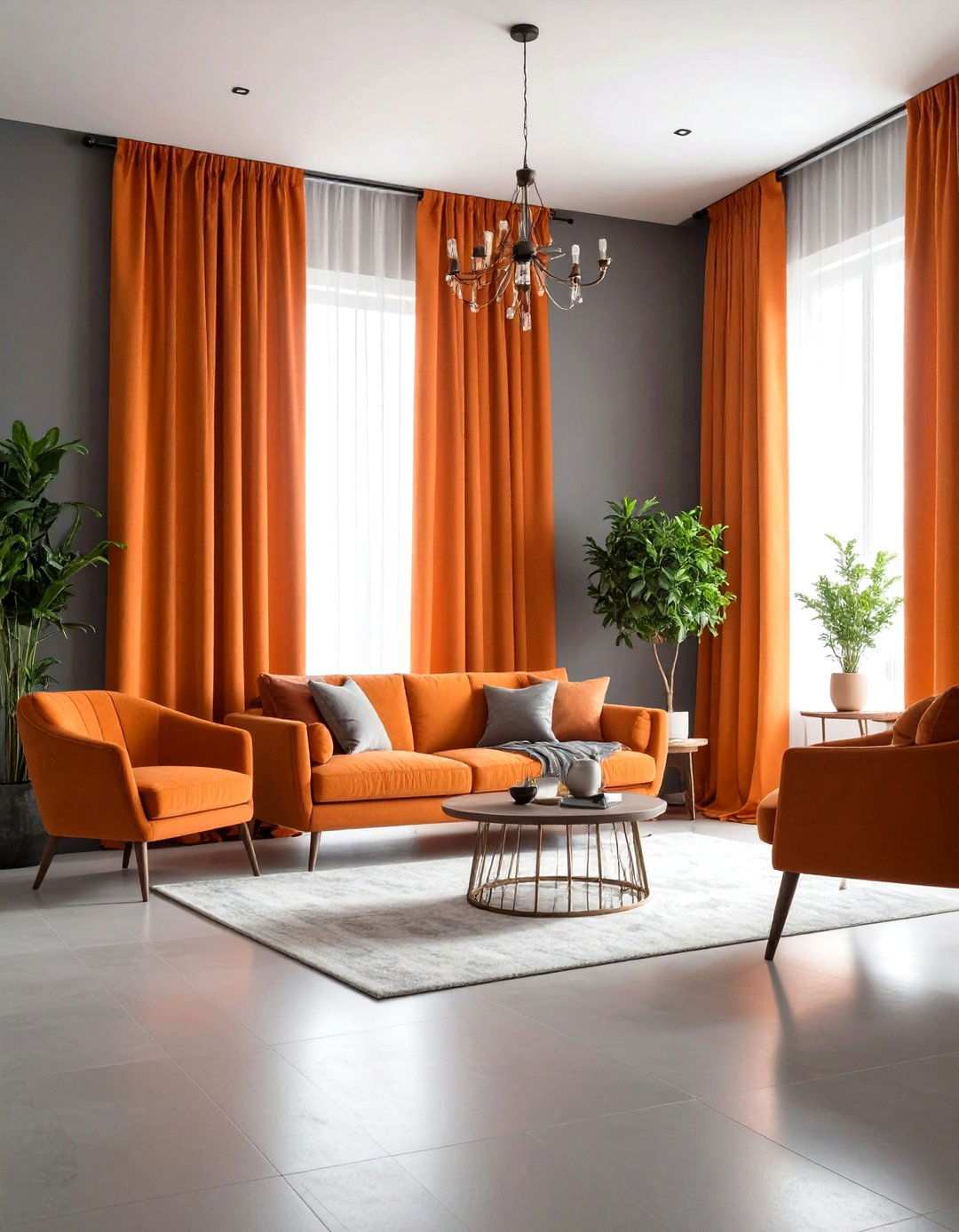 Orange Curtains for Energetic Warmth - 24 What Color Curtains Go With Gray Walls