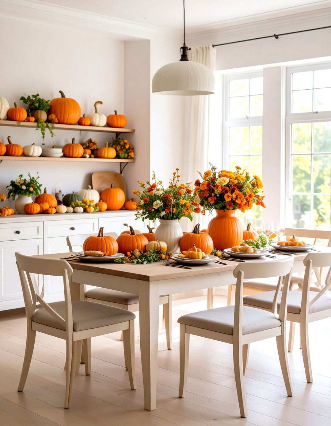Orange Pumpkin Classic Display - 24 thanksgiving table decor ideas
