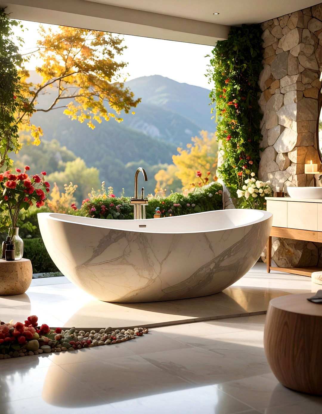 Organic Curved Freestanding Tub Display - 24 Zen Bathroom Ideas