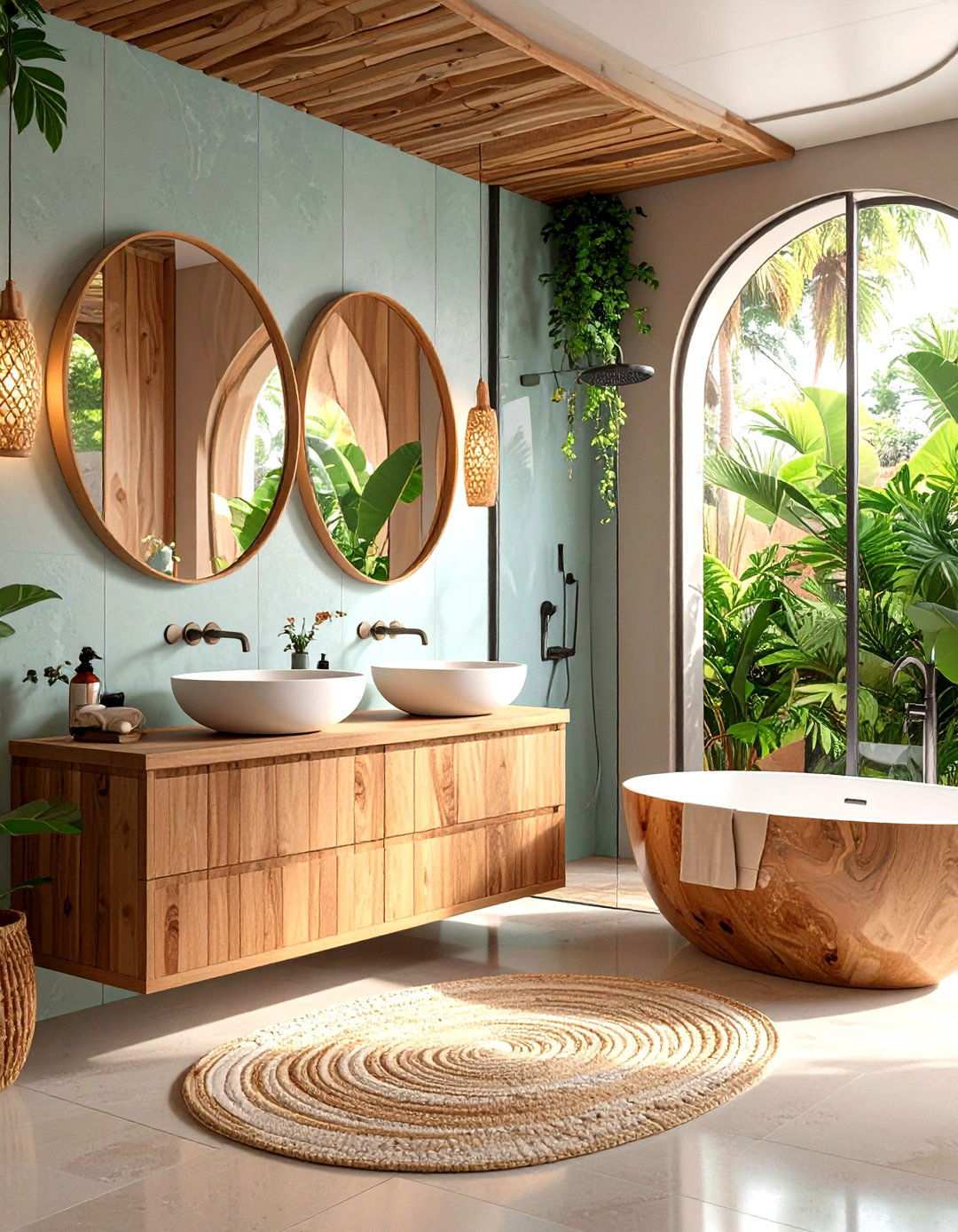 Organic Shape Bathroom with Curved Elements - 24 Japandi Bathroom Ideas