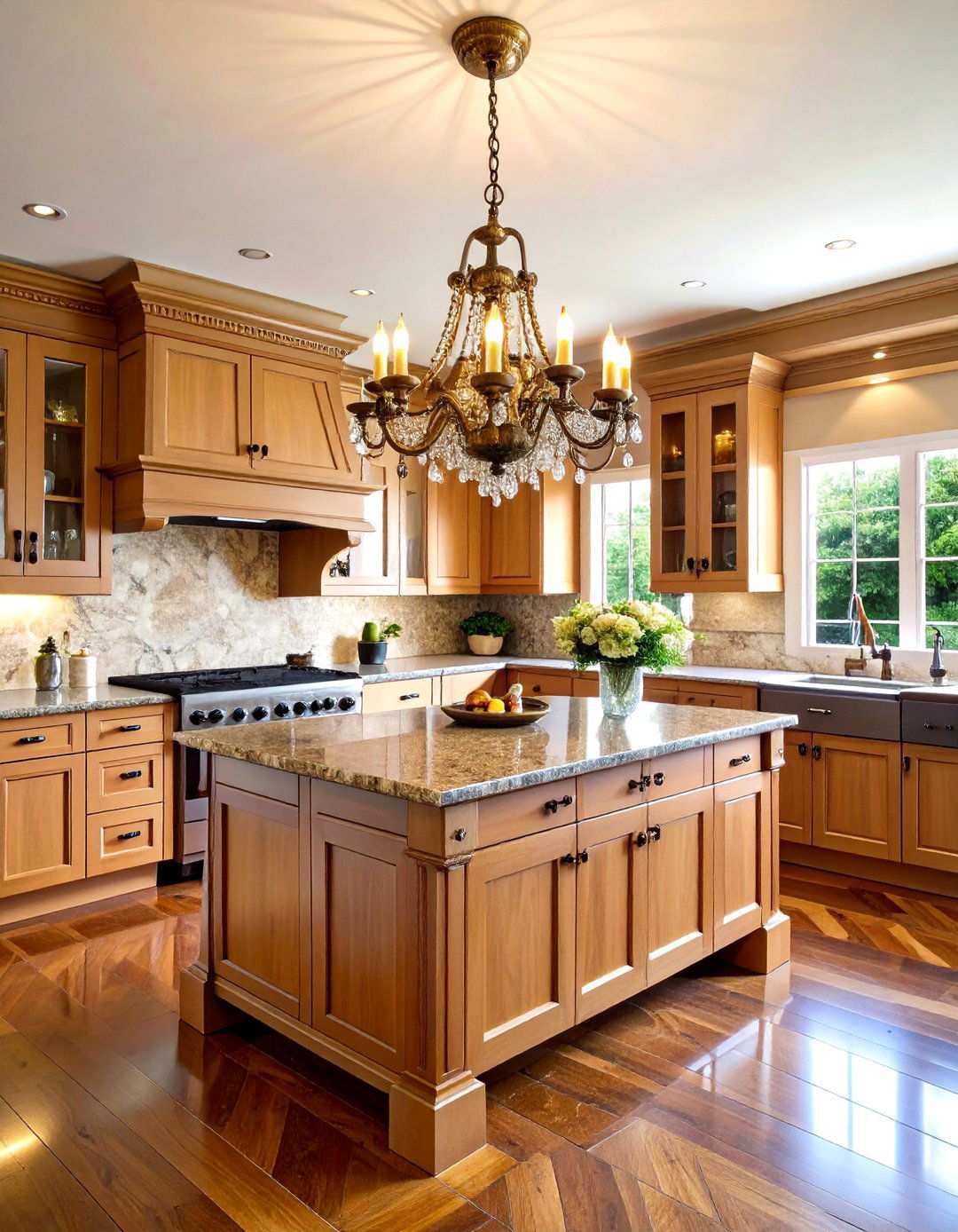 Ornate Brass Chandelier Centerpiece - 24 Victorian Kitchen Ideas