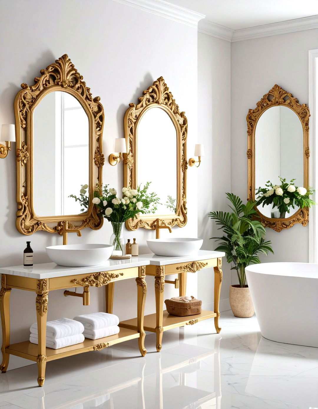 Ornate Gilded Mirror Collection - 24 Victorian Bathroom Ideas