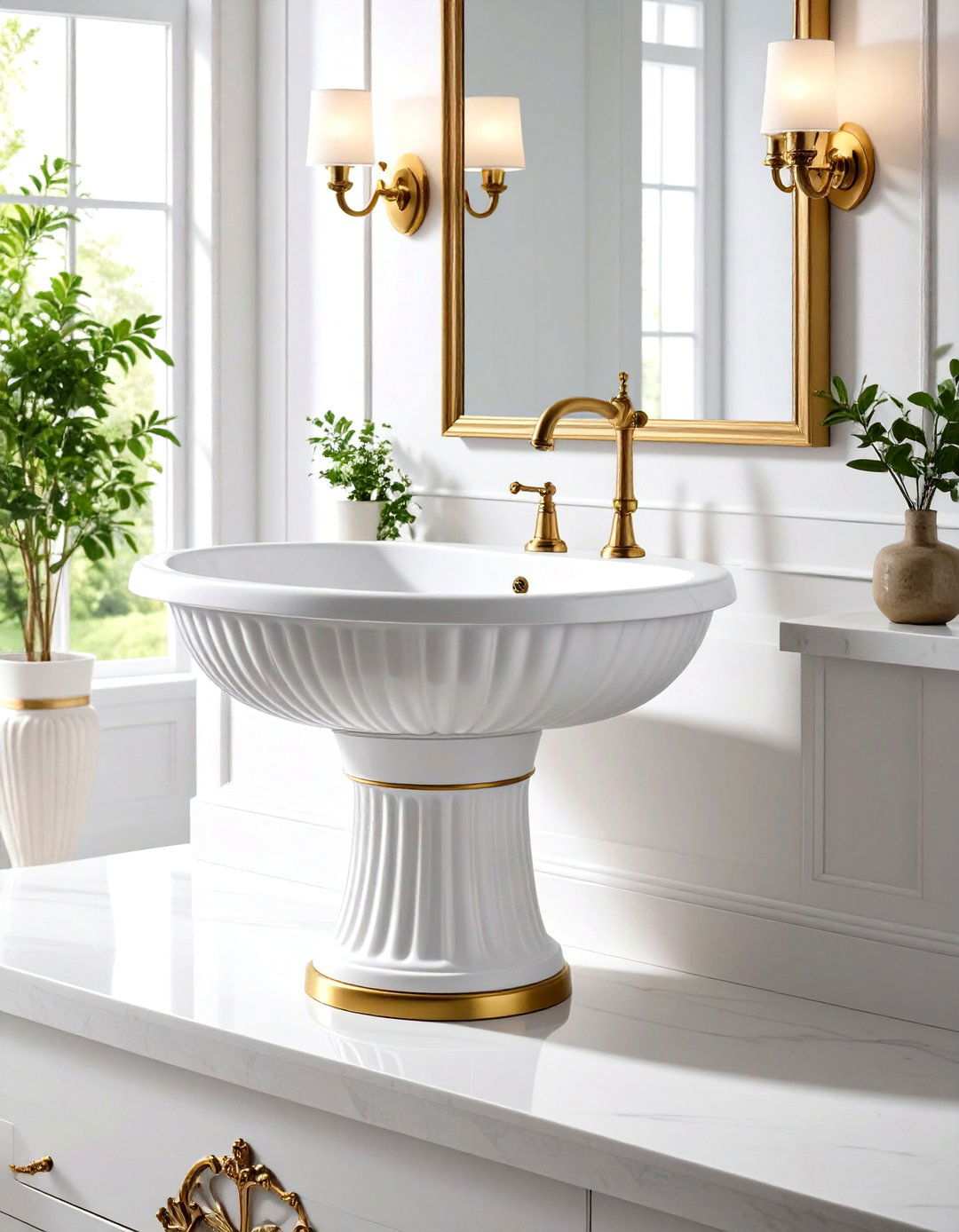 Ornate Pedestal Sink Design - 24 Victorian Bathroom Ideas