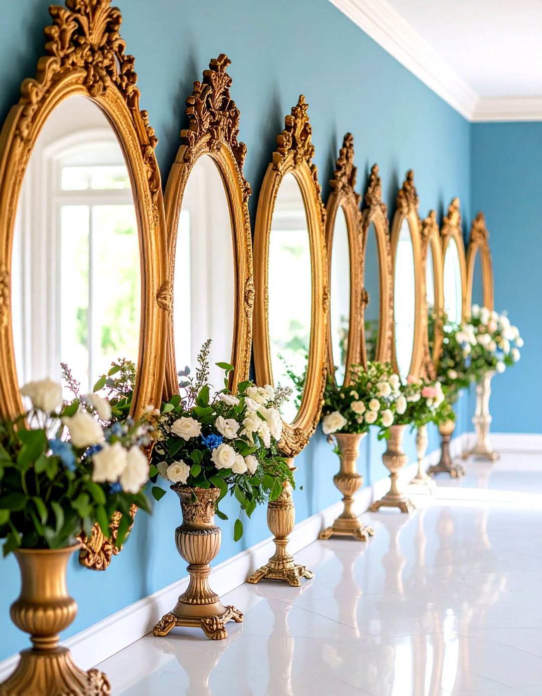 Ornate Victorian Mirror Arrangements - 24 Victorian Hallway Ideas