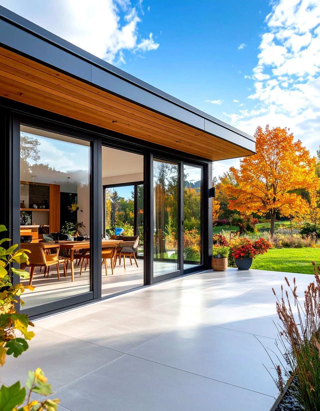 Outdoor Connection with Folding Glass Doors - 24 One Room Cabin Interior Design Ideas
