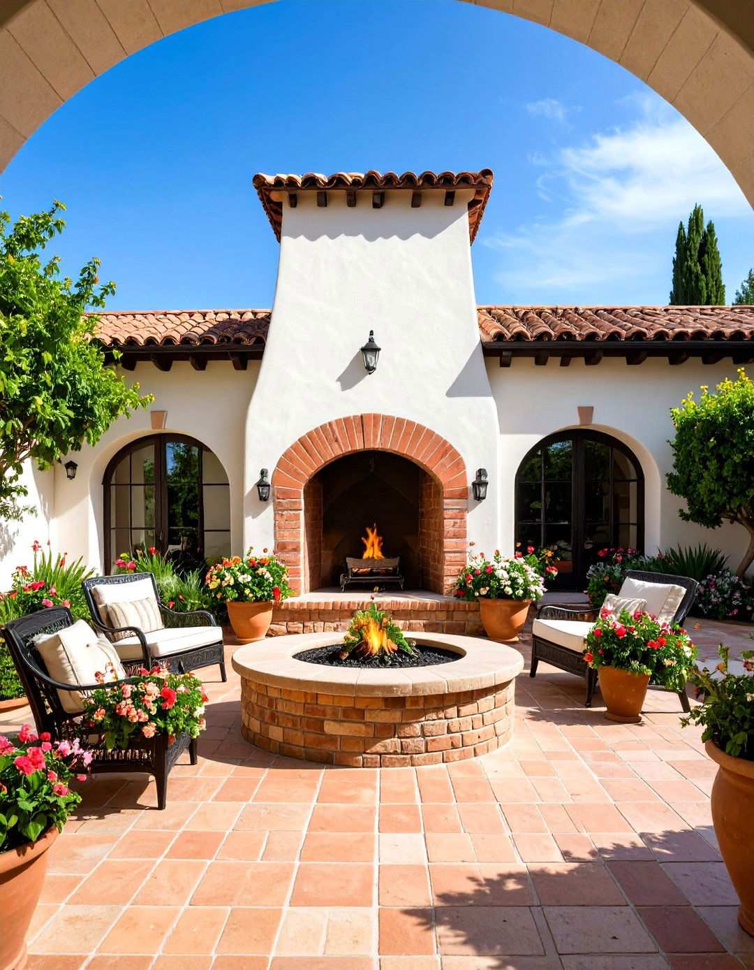 Outdoor Courtyard Fireplace Design - 24 Spanish Style Fireplace Ideas
