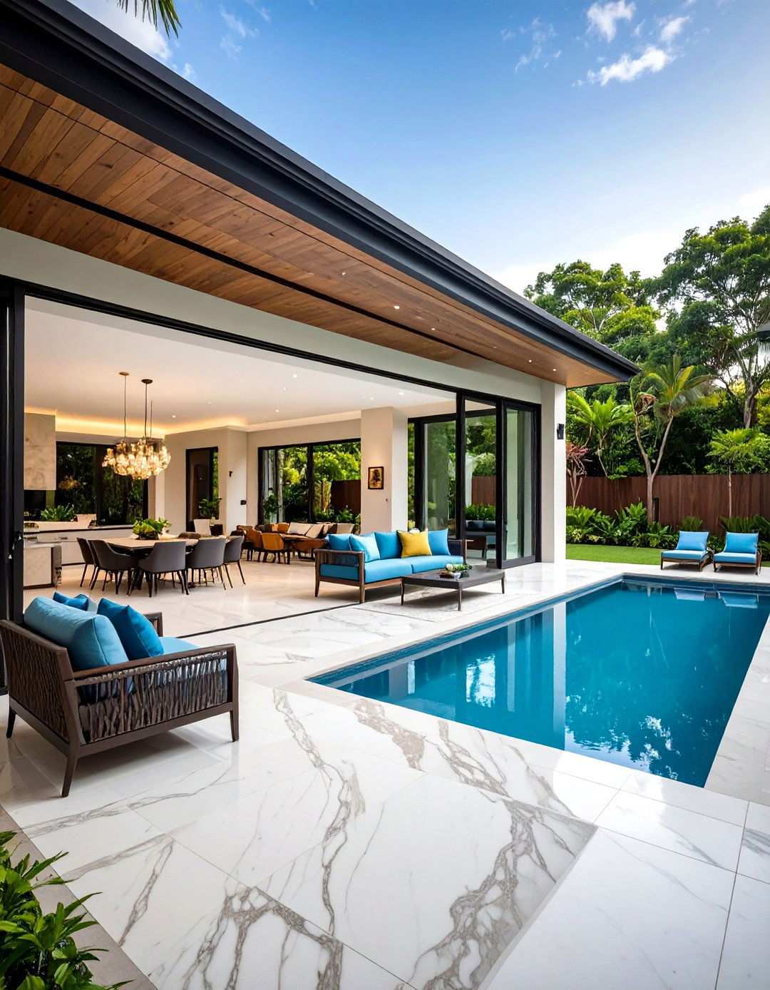 Outdoor Indoor Marble Transition - 24 Marble Floor Living Room Ideas