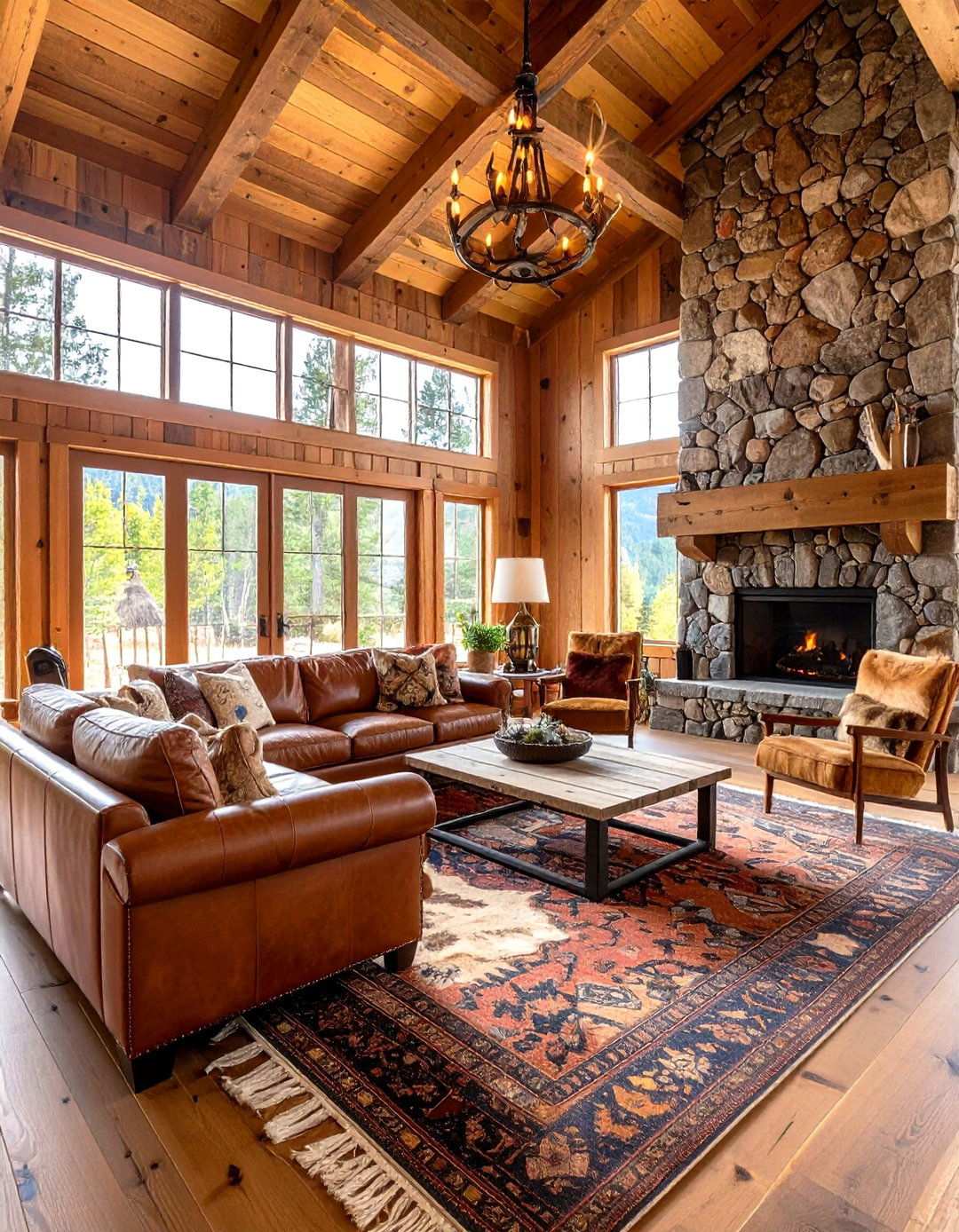 Outdoor Inspired Lodge Living Room - 24 Men's Living Room Ideas