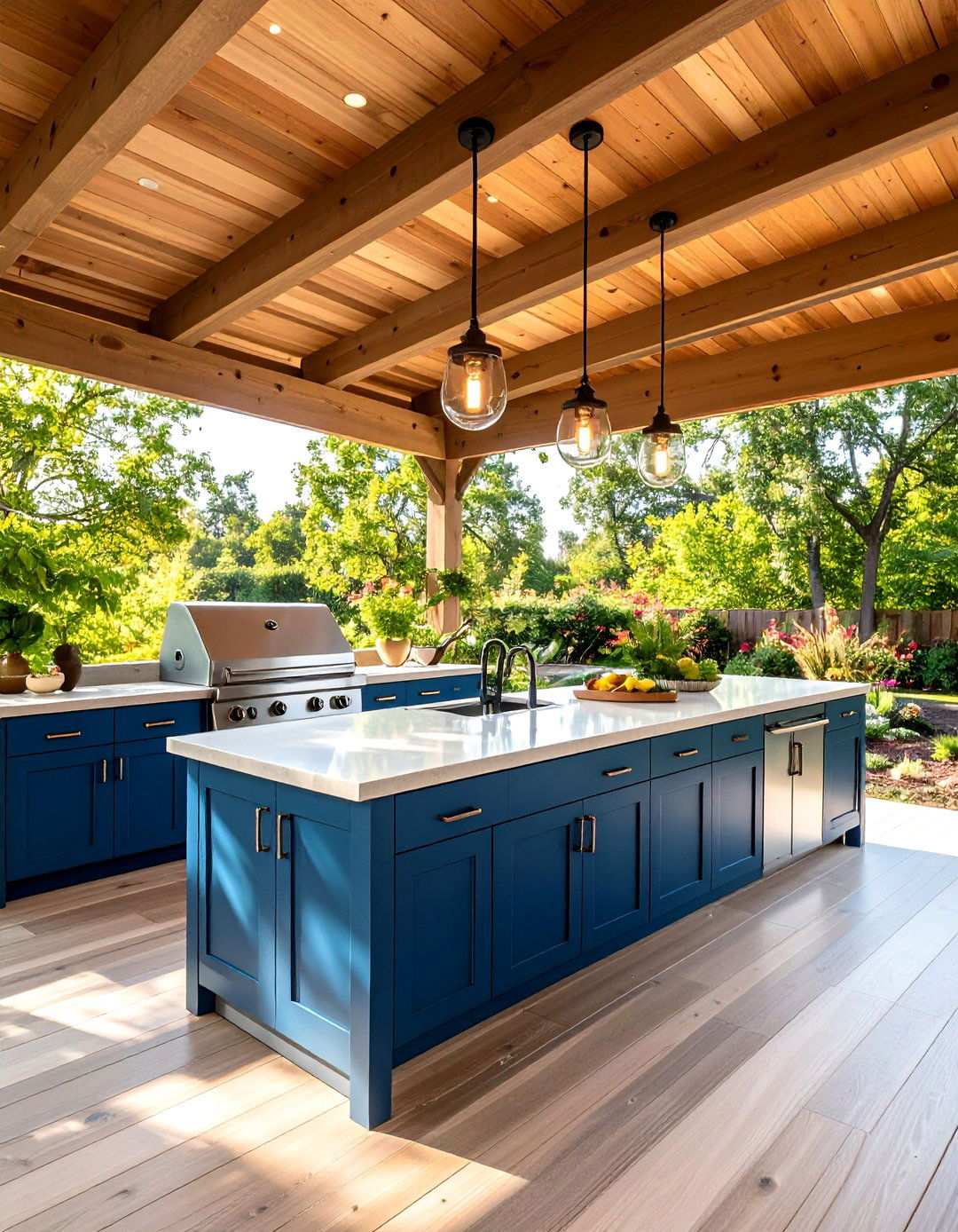 Outdoor Kitchen and Dining Area - 24 Under Deck Landscaping Ideas