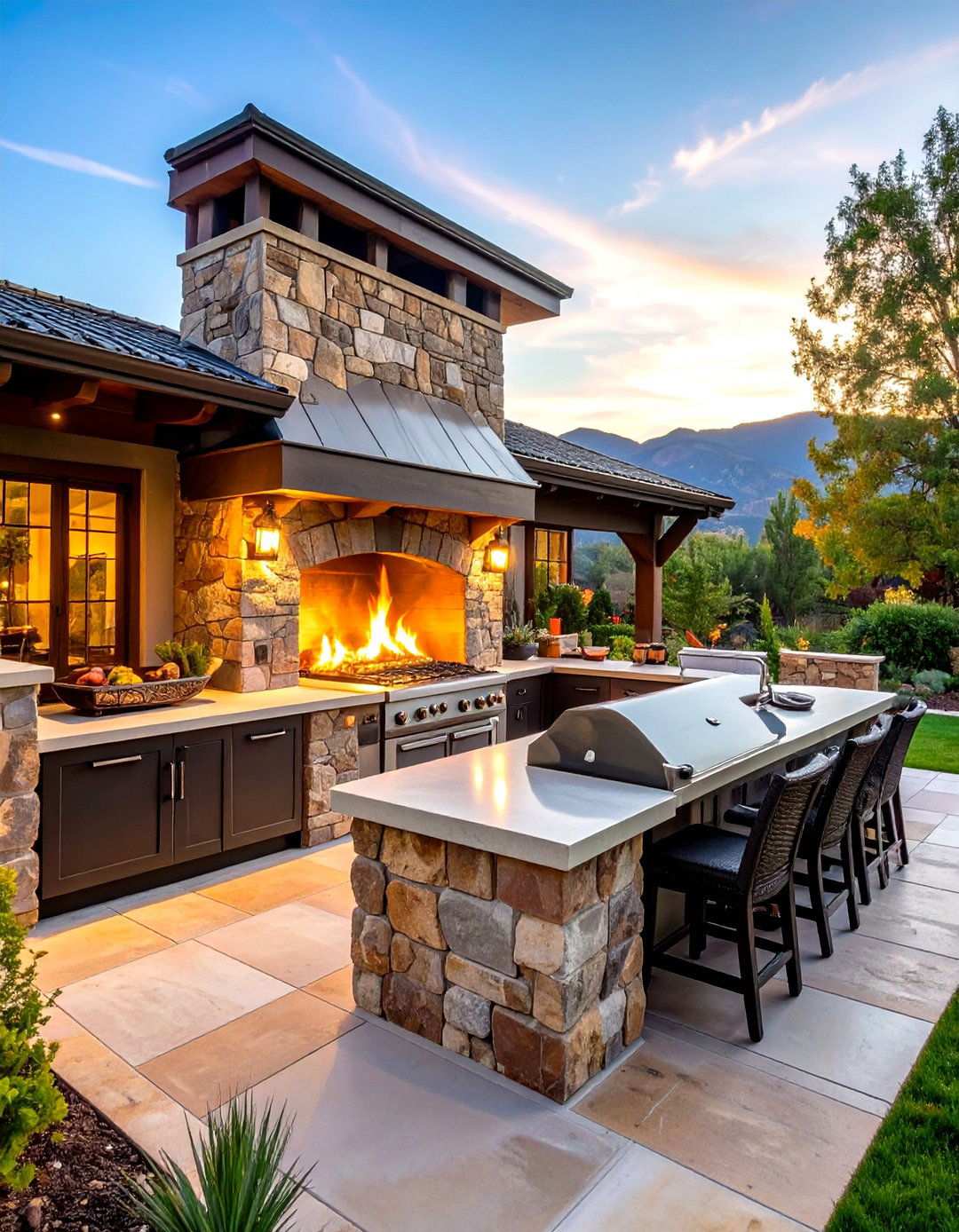 Outdoor Kitchen Fireplace Combination - 24 Outdoor Fireplace Ideas