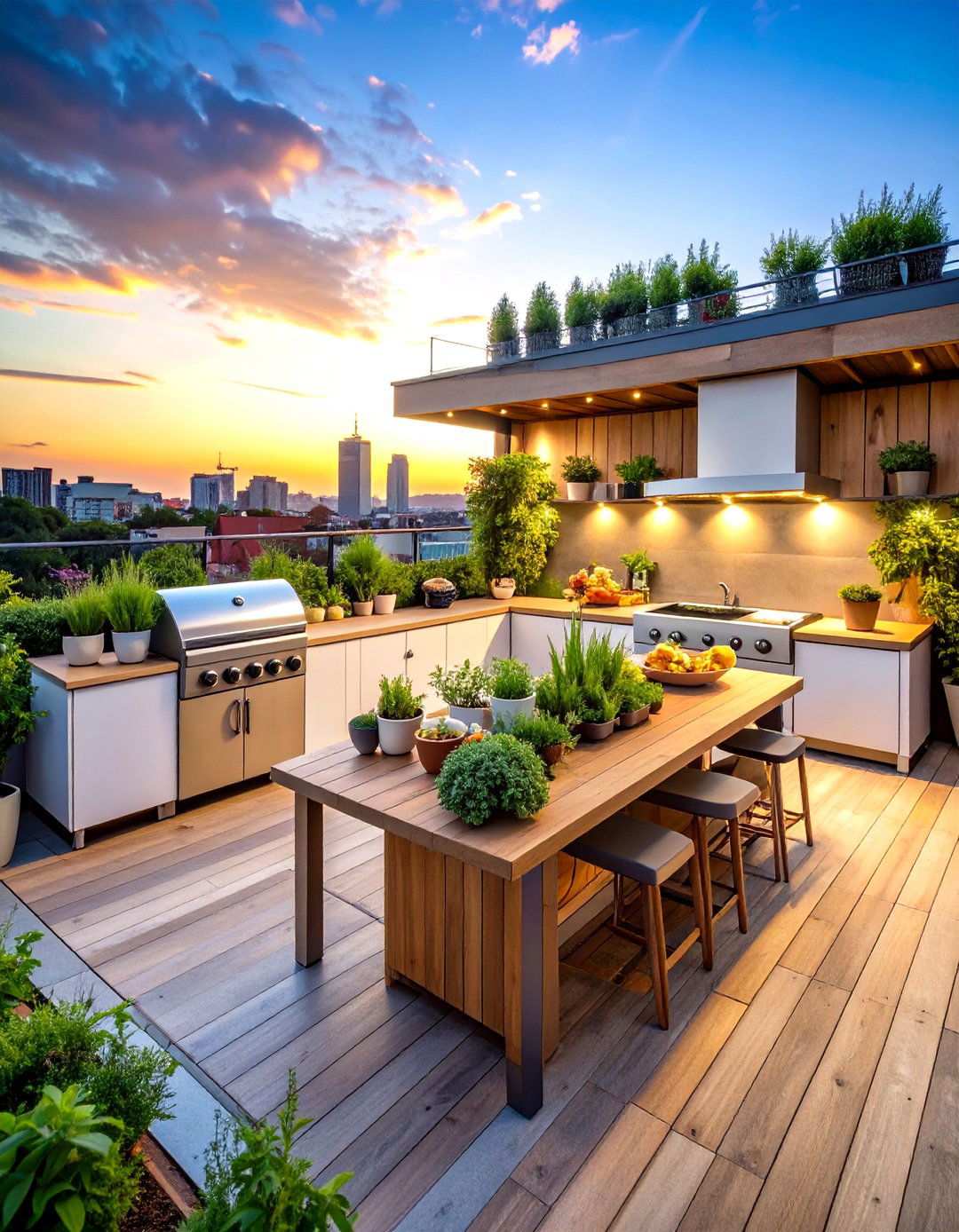 Outdoor Kitchen Integration - 24 Rooftop Garden Ideas