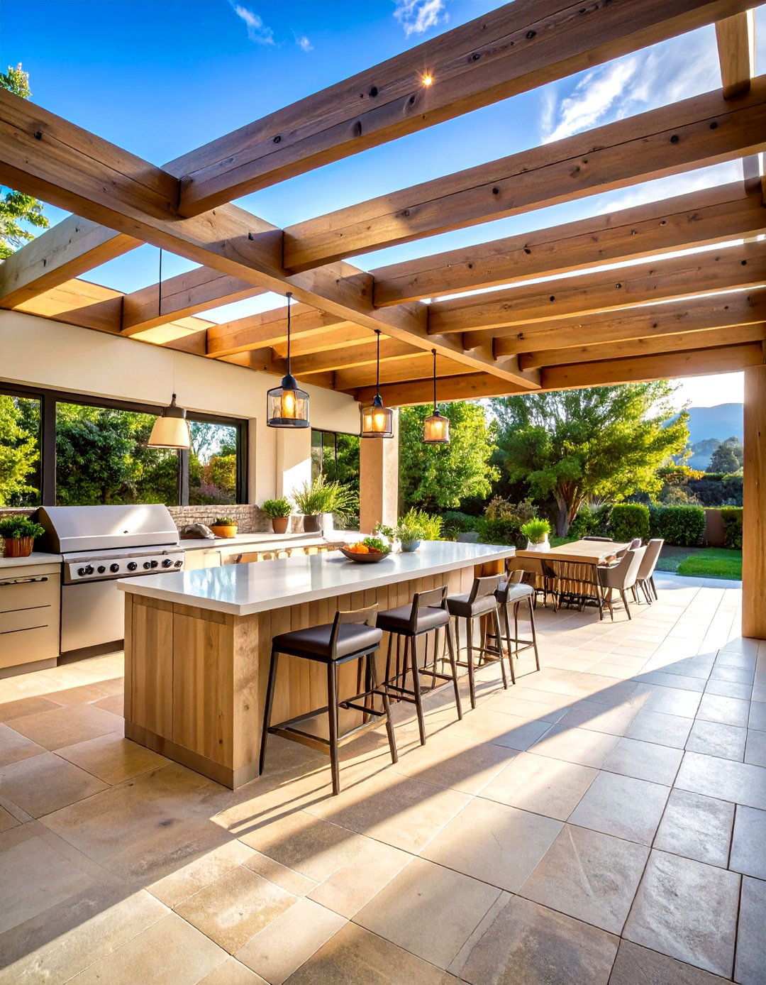 Outdoor Kitchen Pergola Integration - 24 Patio With a Pergola Ideas