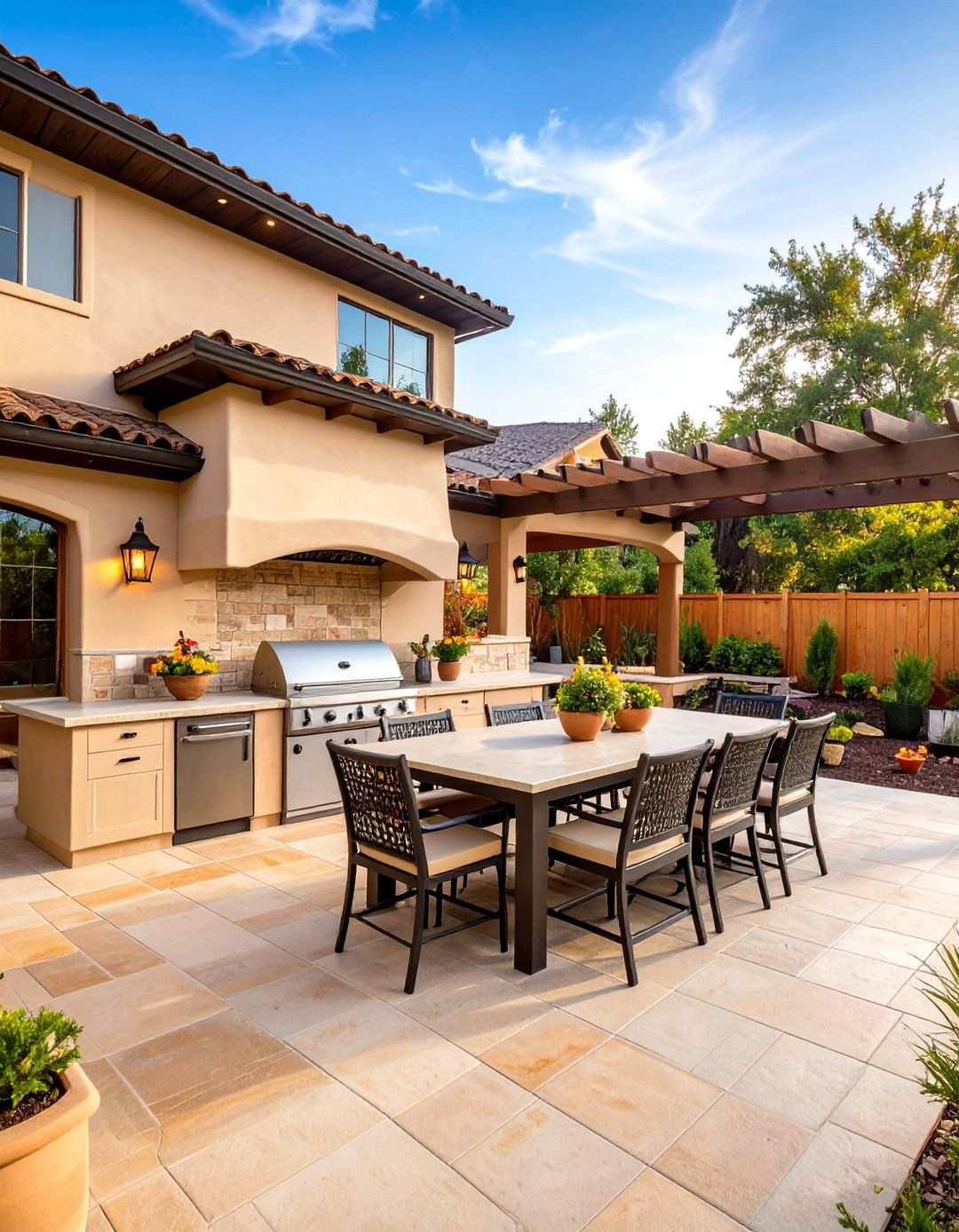 Outdoor Kitchen Spaces - 24 spanish style home exterior ideas